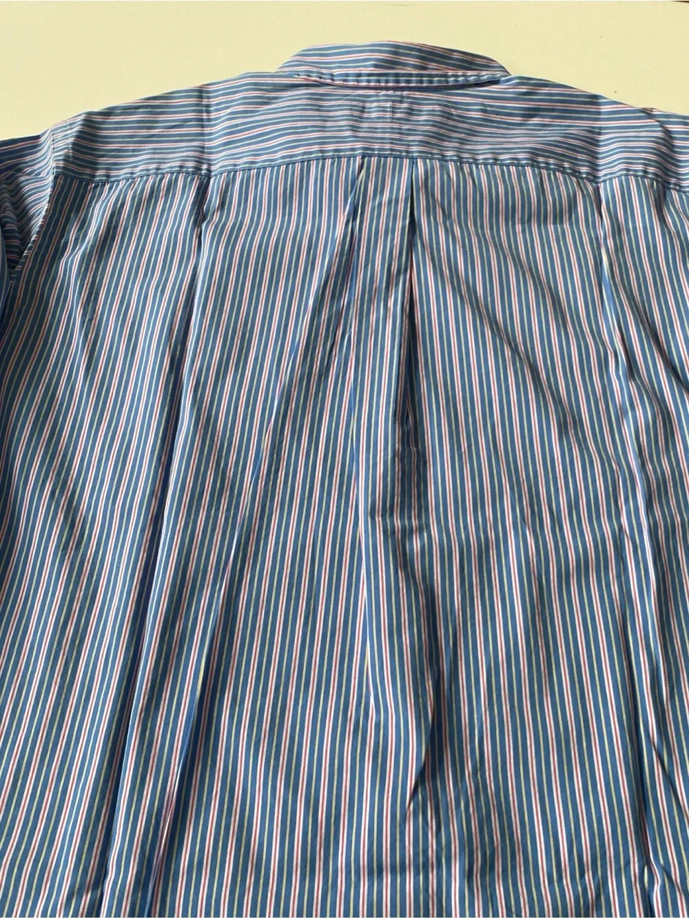 Ralph Lauren Men’s Classic Fit Button-Down Shirt — Blue Pink Stripes XXL